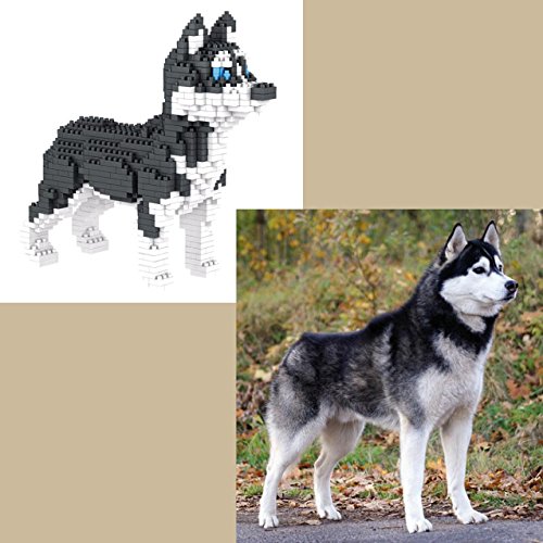 Atomic Building Figura para armar con nanobloques. 950 Piezas. Perro Husky Siberiano.