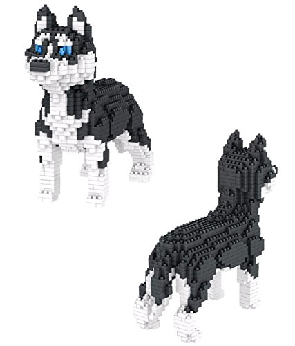 Atomic Building Figura para armar con nanobloques. 950 Piezas. Perro Husky Siberiano.