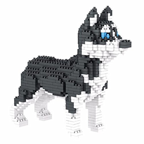 Atomic Building Figura para armar con nanobloques. 950 Piezas. Perro Husky Siberiano.