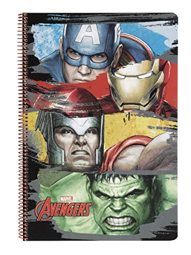 Avengers-511734066 los_Vengadores Libreta Folio 80 Hojas Tapas duras, Color Negro (SAFTA 511734066)