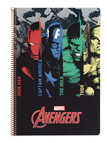 Avengers-511734066 los_Vengadores Libreta Folio 80 Hojas Tapas duras, Color Negro (SAFTA 511734066)