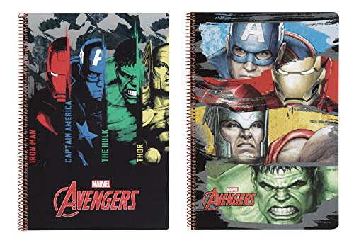 Avengers-511734066 los_Vengadores Libreta Folio 80 Hojas Tapas duras, Color Negro (SAFTA 511734066)