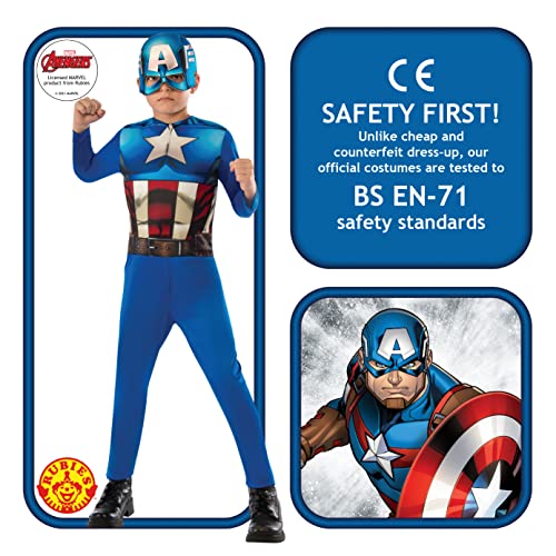 Avengers - Disfraz de Capitán América para niño, talla infantil 3-4 años (Rubie'S 610759-S)