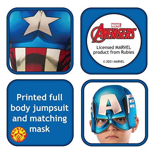 Avengers - Disfraz de Capitán América para niño, talla infantil 3-4 años (Rubie'S 610759-S)