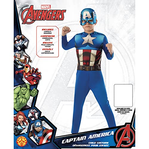 Avengers - Disfraz de Capitán América para niño, talla infantil 3-4 años (Rubie'S 610759-S)