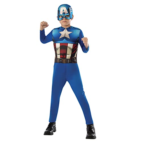 Avengers - Disfraz de Capitán América para niño, talla infantil 3-4 años (Rubie'S 610759-S)