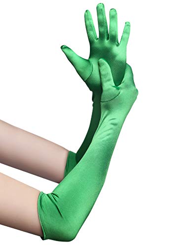 BABEYOND Guantes Largos hasta los Codos Guantes Nupciales Estilo Vintage 1920 Flapper Disfraces Guantes Novia Accesorios (Largo Liso 52cm / Verde)