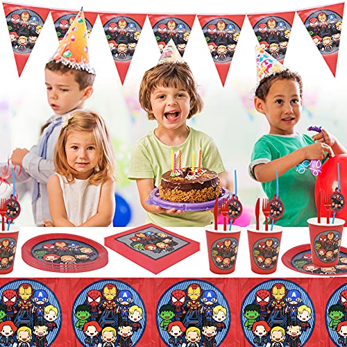 Babioms Suministros Vajilla de Fiesta Set, Juego Vajilla Fiesta Cumpleaños - Fiesta de Cumpleaños Baby Showers Favores, Ideal para Postres, Comidas y Bebidas para Fiestas - 72Pcs