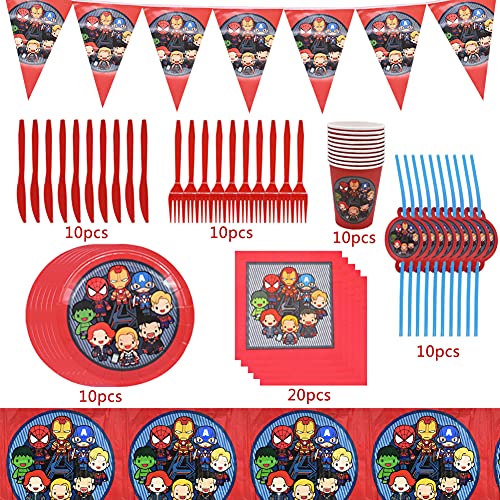 Babioms Suministros Vajilla de Fiesta Set, Juego Vajilla Fiesta Cumpleaños - Fiesta de Cumpleaños Baby Showers Favores, Ideal para Postres, Comidas y Bebidas para Fiestas - 72Pcs