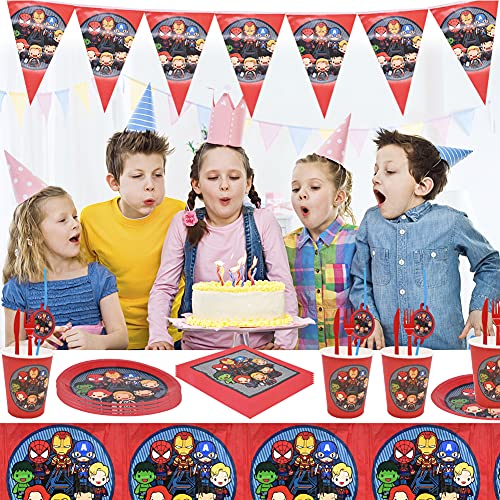 Babioms Suministros Vajilla de Fiesta Set, Juego Vajilla Fiesta Cumpleaños - Fiesta de Cumpleaños Baby Showers Favores, Ideal para Postres, Comidas y Bebidas para Fiestas - 72Pcs