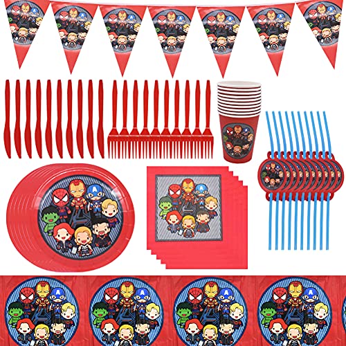 Babioms Suministros Vajilla de Fiesta Set, Juego Vajilla Fiesta Cumpleaños - Fiesta de Cumpleaños Baby Showers Favores, Ideal para Postres, Comidas y Bebidas para Fiestas - 72Pcs