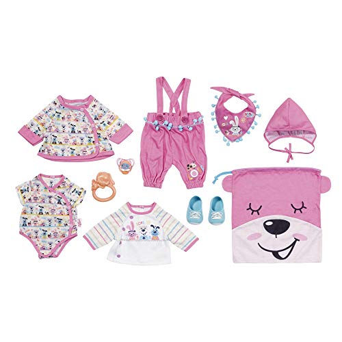 Baby born Deluxe Set Llegada para Muñecas 43 cm, Para Manos Pequeñas, Promueve la Empatía y las Habilidades Sociales, Edad 3+ Años, Con Ropa, Sonajero, Bolso de Gimnasio y Más