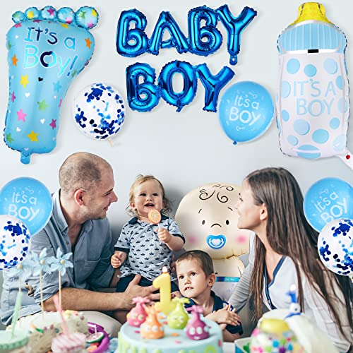 Baby Shower Globos, Diealles Shine 17 Piezas Gender Reveal Balloon para Decoracion Baby Shower Niño, Azul Globos para Baby Shower Boy