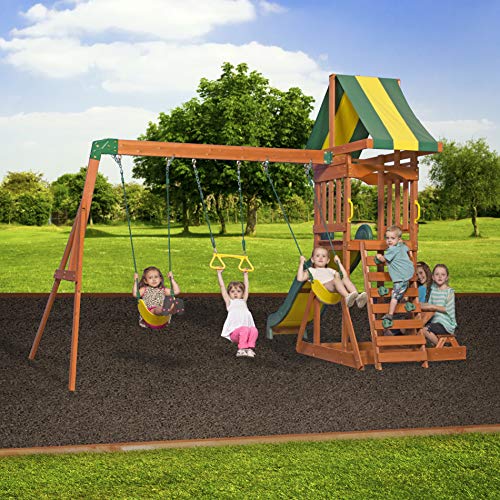 Backyard Discovery Parque Infantil Sunnydale | Zona Infantil para ninos de Madera XXL con Columpio, Tobogan, Arenero y Mesa de Picnic | Area de Juegos para Jardin