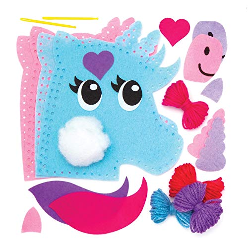 Baker Ross AW623 - Kits de costura de cojines de unicornio (Pack de 2), Actividad de manualidades infantiles con piezas de fieltro para coser, Multicolor