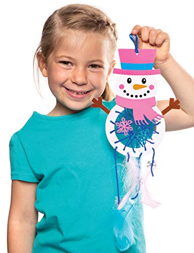 Baker Ross Kits Atrapasueños Muñeco de Nieve (Paquete de 4) - Artes y Manualidades navideñas