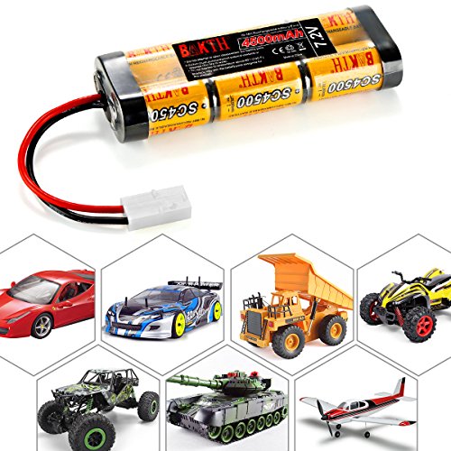 BAKTH 4500mAh 7.2V NiMH RC Paquete de Carreras de baterías para Modelos de Coches, Aviones, Robots (Juguetes), batería de Alto Rendimiento RC + Posavasos como Regalo