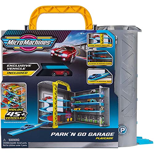 Bandai MicroMachines Park N Go-Garage Portátil y Un Vehículo Exclusivo Incluido Univers de Almacenamiento y Juego Machines-JW0041, JW0041