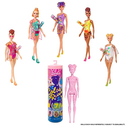 Barbie Color Reveal Arena y Sol, muñeca sorpresa con bañador y accesorios de moda de verano de juguete Mattel GTR95