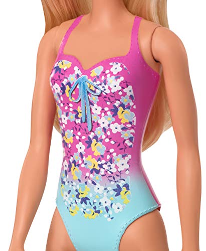 Barbie muñeca con bañador floral, juguete para niñas y niños + 3 años (Mattel GHW37)