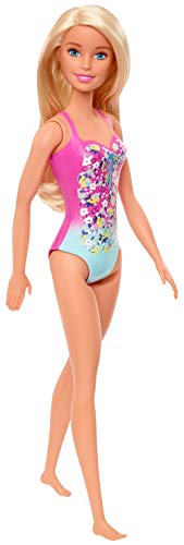 Barbie muñeca con bañador floral, juguete para niñas y niños + 3 años (Mattel GHW37)