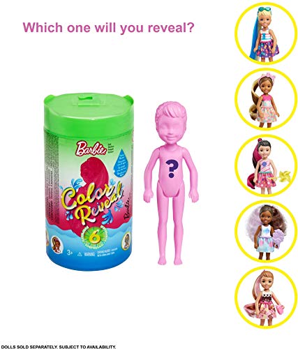 Barbie Reveal Muñeca Chelsea que revela sus colores con agua, incluye ropa y accesorios (Mattel GPD41) , color/modelo surtido