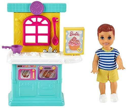 Barbie Skipper Muñeco bebé con Cocina de Juguete y Accesorios para Jugar, Regalo para niñas y niños +3 años (Mattel GRP16)