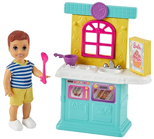 Barbie Skipper Muñeco bebé con Cocina de Juguete y Accesorios para Jugar, Regalo para niñas y niños +3 años (Mattel GRP16)