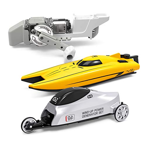 Barco de Carreras Eléctrico, Barco de Poder de Cuerda, Juguetes de Piscina al Aire Libre, Mini bote, Set de Generador, Kit de Ciencia, Regalo Educativo de Juguetes STEM para Niños y Adolescentes