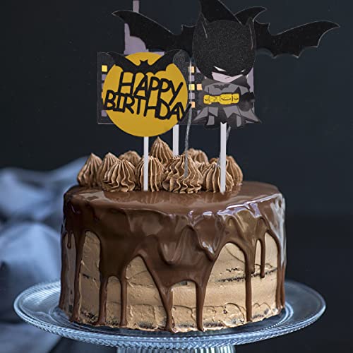 Batman Decoraciones de la Torta, Batman Cupcake Toppers, Topper de Tarta Decoración, Batman Decoración para cumpleaños Fiesta, para Niños Ducha de Bebé Fiesta de Cumpleaños DIY Decoración Suministros