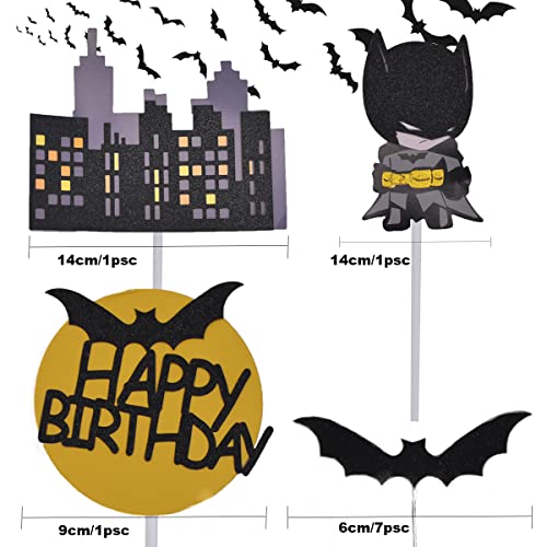 Batman Decoraciones de la Torta, Batman Cupcake Toppers, Topper de Tarta Decoración, Batman Decoración para cumpleaños Fiesta, para Niños Ducha de Bebé Fiesta de Cumpleaños DIY Decoración Suministros