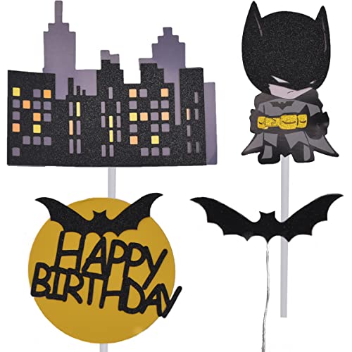 Batman Decoraciones de la Torta, Batman Cupcake Toppers, Topper de Tarta Decoración, Batman Decoración para cumpleaños Fiesta, para Niños Ducha de Bebé Fiesta de Cumpleaños DIY Decoración Suministros