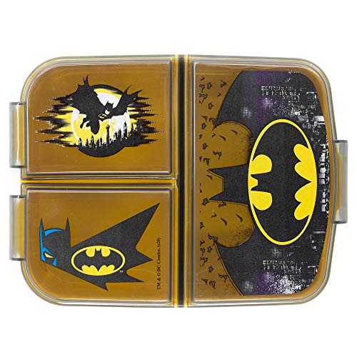 BATMAN | Sandwichera con 3 compartimentos para niños - lonchera infantil - Porta merienda - Fiambrera decorada