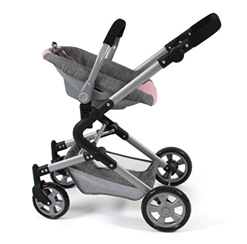 Bayer Chic 2000-Cochecito para muñecas 3 en 1 Lia Coche, bañera y Asiento Deportivo, Color Rosa. (597-15)