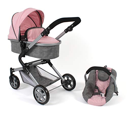 Bayer Chic 2000-Cochecito para muñecas 3 en 1 Lia Coche, bañera y Asiento Deportivo, Color Rosa. (597-15)