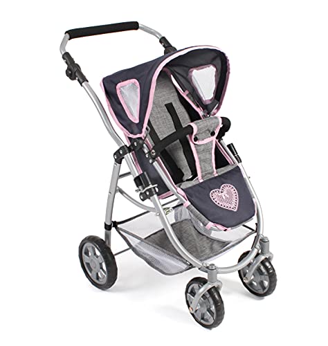 Bayer Chic 2000-Cochecito para muñecas Emotion 2 en 1, Color Gris, Rosa, Azul Marino (638-26)