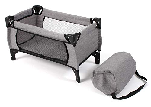 Bayer Chic 2000-Puppen-Reisebett für Baby-Puppen, Puppenbett Cuna de Viaje Deluxe 50 cm, Muebles de muñeca, Color Gris, (653 19)