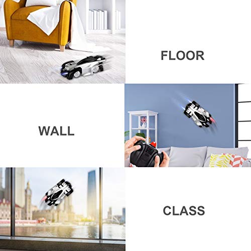 Baztoy Coche teledirigido con función de escalada de pared, juguete para niños, recargable, con mando a distancia, rotación de 360°, juguete para niños, niños, niñas, juguete para niños