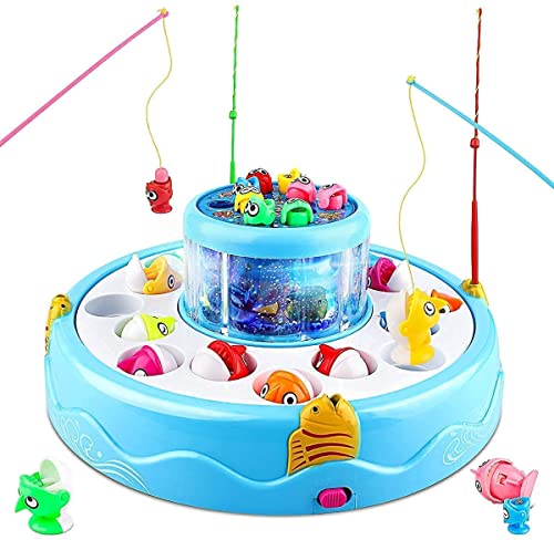 Baztoy Juego de Pesca, Doble Capa Juego Pescar Peces para Niños con Musical, Juguete de Pesca Mesa para Niños 2 3 4 5 6 7 8 9 10 Años, Educativo Juguete para Preescolares Cumpleaños Regalos