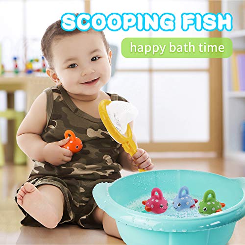 BBLIKE Juguetes de baño para bebé, juguetes de pesca sin moho, con juguetes de baño para bebé de 14 meses + en la bañera y piscina, juego de juguetes de ducha de 8 piezas