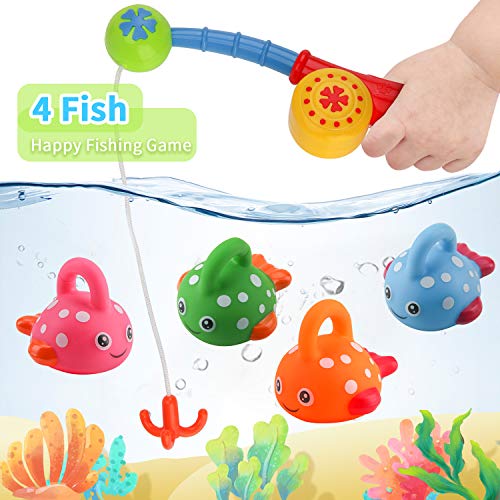 BBLIKE Juguetes de baño para bebé, juguetes de pesca sin moho, con juguetes de baño para bebé de 14 meses + en la bañera y piscina, juego de juguetes de ducha de 8 piezas