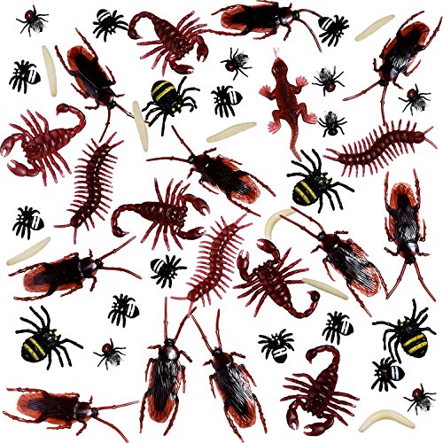 BBTO 156 Piezas de Insectos Plásticos Realistas, Cucarachas, Arañas, Gusanos y Moscas Falsas para Fiesta de Halloween y Decoración