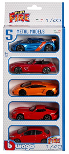 Bburago - 1/43 Street Fire Set, 5 unidades (18-30005), colores surtidos