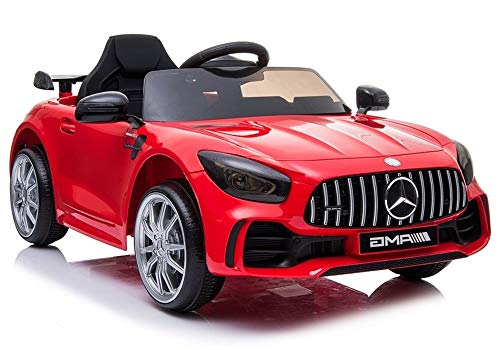 BC BABY COCHES Coche eléctrico para niños Mercedes GT-R con Ruedas Caucho y Mando Control Remoto - Batería 12v (Rojo)