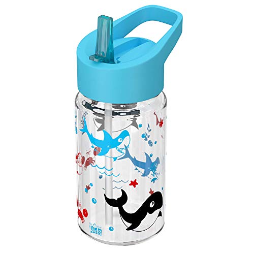 Be-Active Botella de Agua Niños y Niñas – 450ml Sin Fugas - Niños Botellas Agua- Sin BPA - Botella de Agua Pajita para Infantil - Reutilizable - Colegio Deporte azul