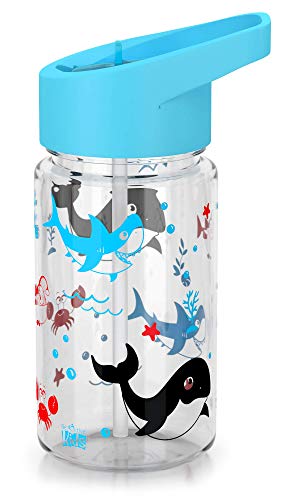 Be-Active Botella de Agua Niños y Niñas – 450ml Sin Fugas - Niños Botellas Agua- Sin BPA - Botella de Agua Pajita para Infantil - Reutilizable - Colegio Deporte azul