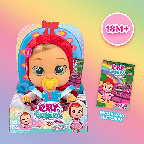 BEBÉS LLORONES Storyland Scarlet | Muñeca interactiva inspirada en Cuentos famosos que Llora con Pelo para peinar, Ropa para vestir y Accesorios para jugar - Juguete para niños y niñas +2 Años