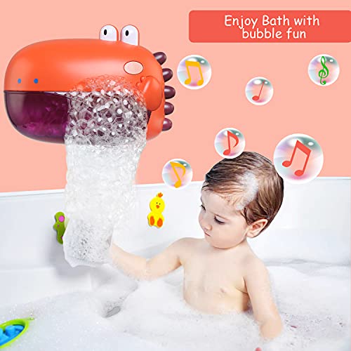 BelleStyle Máquina de Burbujas de Baño, Máquina de Burbujas para Bañera, Ducha de Niños Baño de Burbujas Juguetes bebé Maquina de Burbujas, Dinosaurio Musicales Juguetes del Baño para Niños