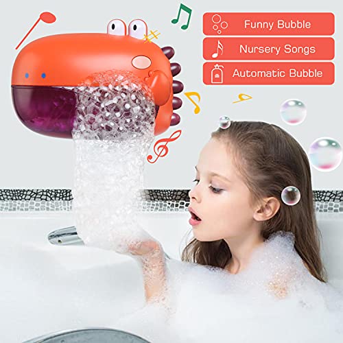 BelleStyle Máquina de Burbujas de Baño, Máquina de Burbujas para Bañera, Ducha de Niños Baño de Burbujas Juguetes bebé Maquina de Burbujas, Dinosaurio Musicales Juguetes del Baño para Niños