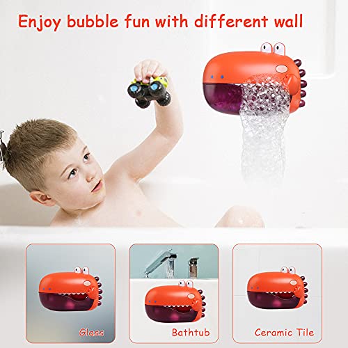 BelleStyle Máquina de Burbujas de Baño, Máquina de Burbujas para Bañera, Ducha de Niños Baño de Burbujas Juguetes bebé Maquina de Burbujas, Dinosaurio Musicales Juguetes del Baño para Niños